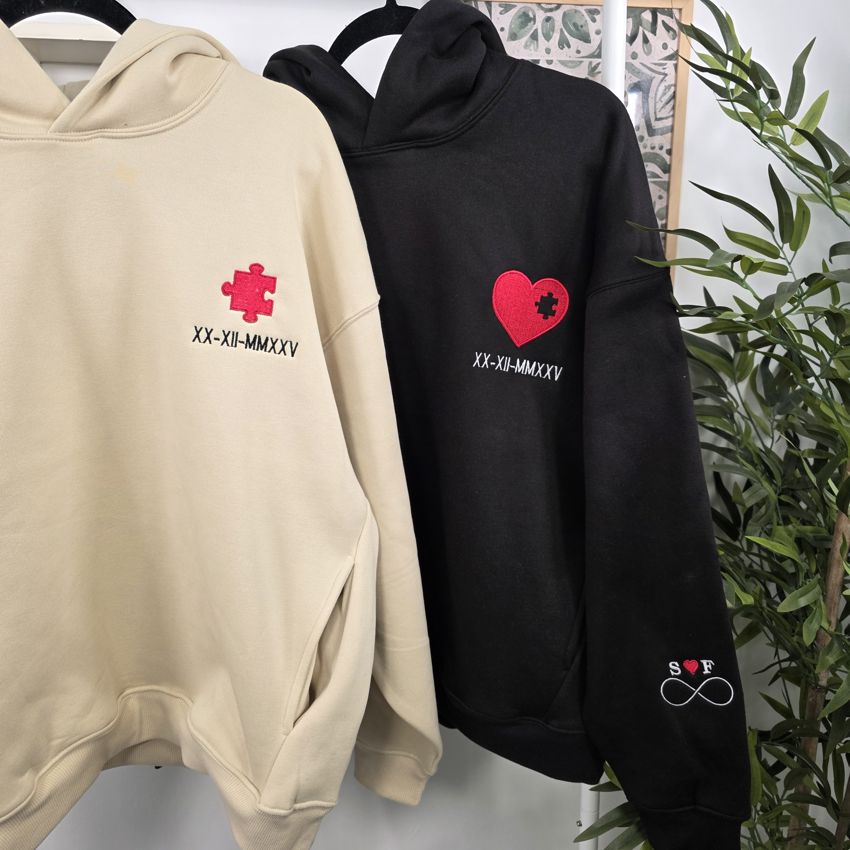 Pack 2 Sudaderas Oversize Corazón puzle