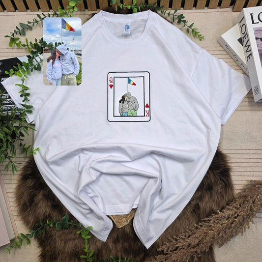 Camiseta retrato + marco cartas