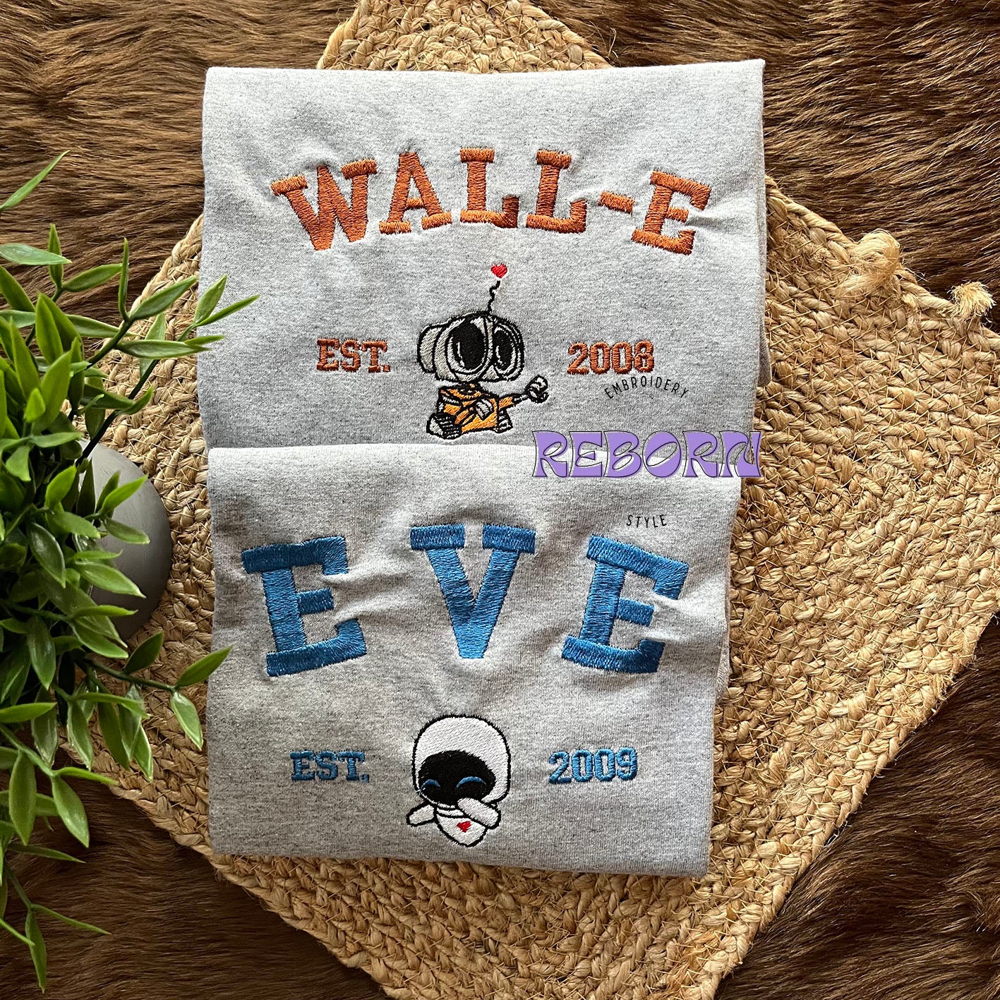 Pack Camisetas Wall-e & Eve Bordadas