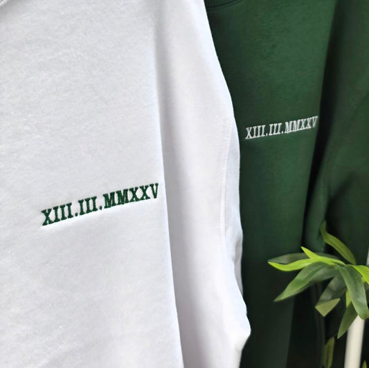 Pack 2 Camisetas fecha numero romanos