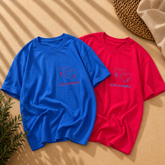 Pack 2 Camisetas corazones + iniciales