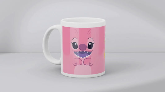 Taza Stitch y angel love